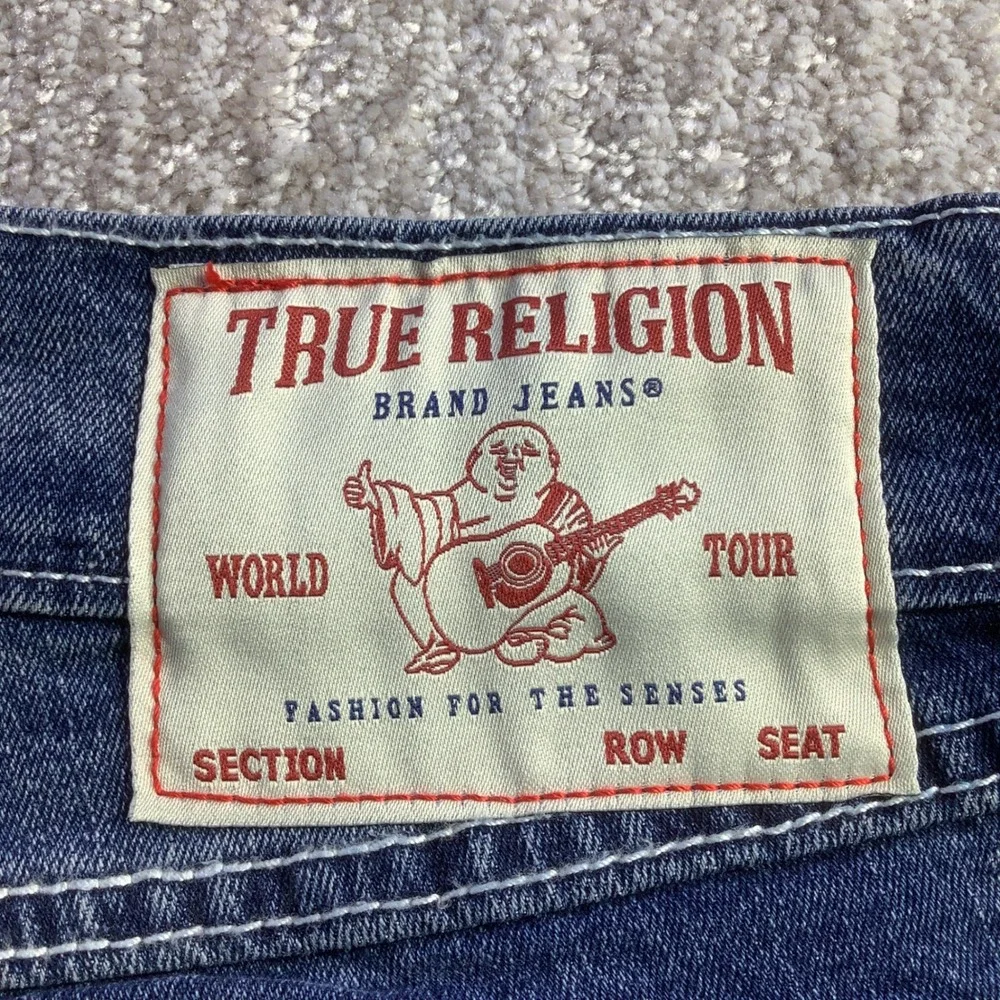 True Religion Ricky SN Flap Relaxed Straight Jeans Blue Size 33 x‎ 34 NWT